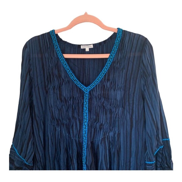 Poupette St Barth Blue Long Sleeve Mini Dress Size Large - Picture 3 of 8